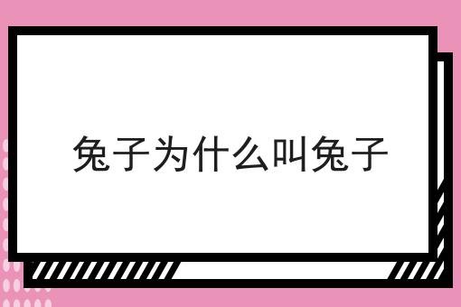 兔子为什么叫兔子