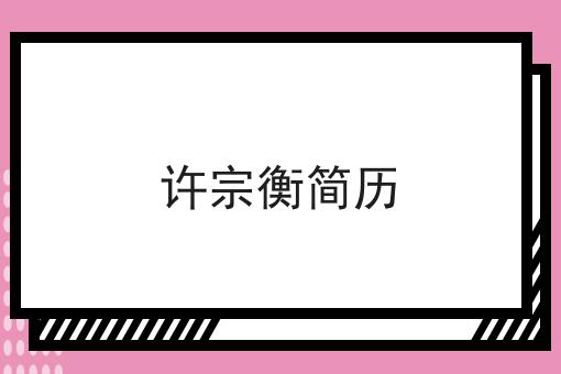 许宗衡简历