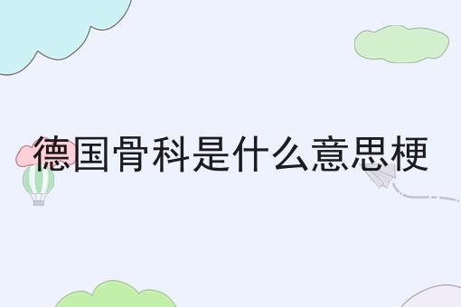 德国骨科是什么意思梗