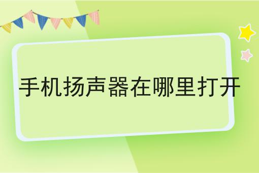 手机扬声器在哪里打开