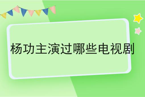杨功主演过哪些电视剧