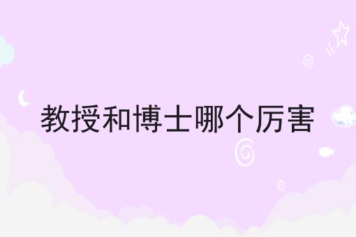 教授和博士哪个厉害