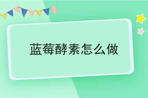 蓝莓酵素怎么做