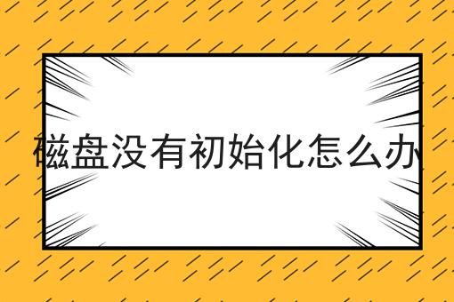 磁盘没有初始化怎么办