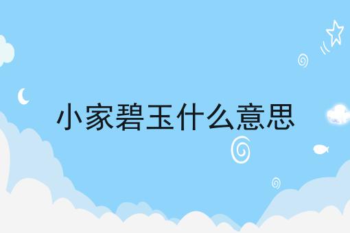 小家碧玉什么意思