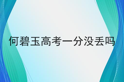 何碧玉高考一分没丢吗