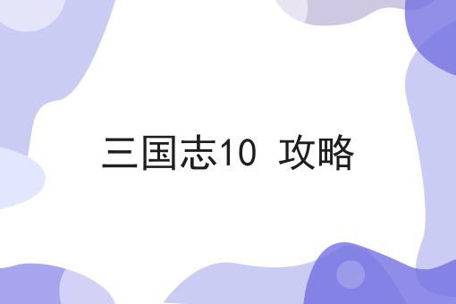 三国志10 攻略