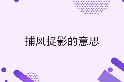 捕风捉影的意思