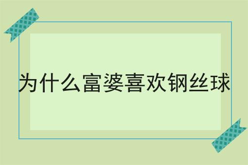 为什么富婆喜欢钢丝球