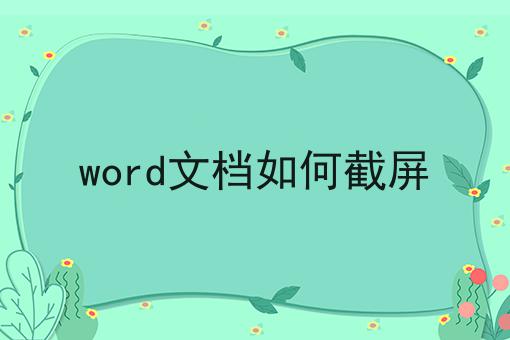 word文档如何截屏