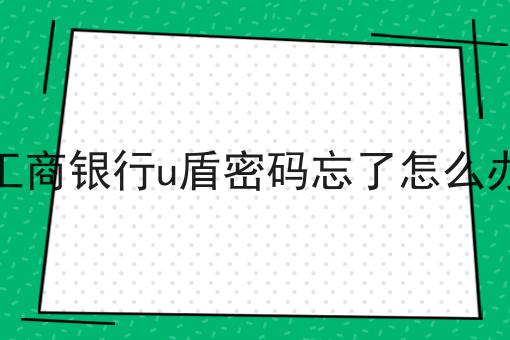 工商银行u盾密码忘了怎么办