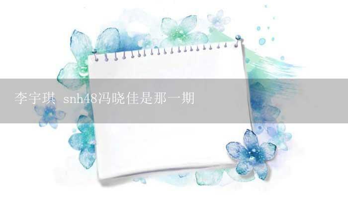 李宇琪 snh48冯晓佳是那一期-17攻略