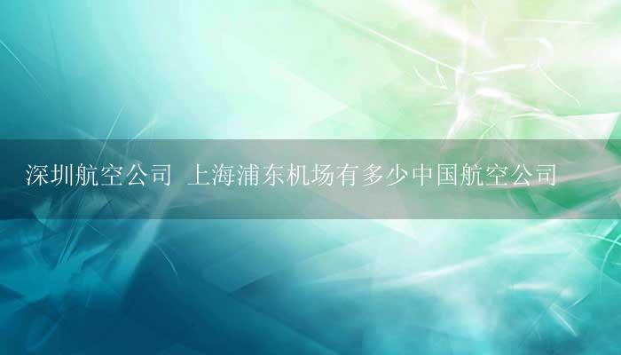 深圳航空公司 上海浦东机场有多少中国航空公司-17攻略